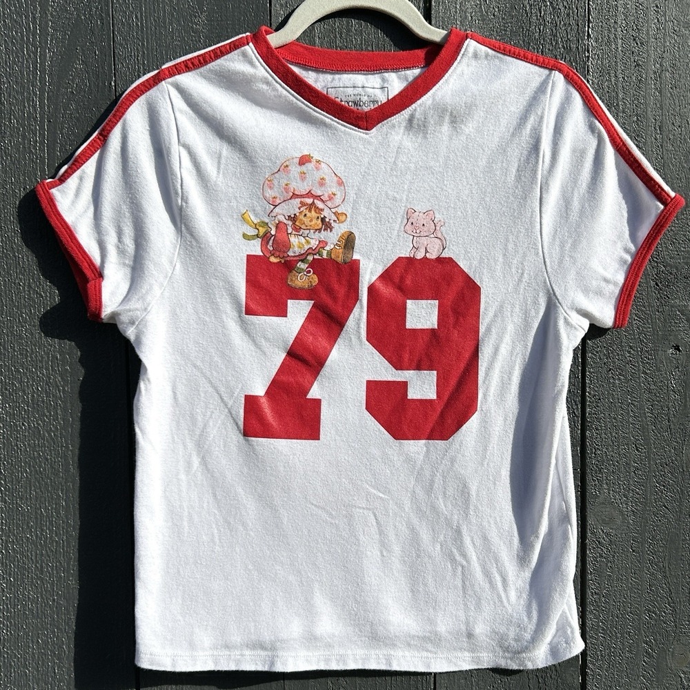 Y2k Strawberry Shortcake Graphic Ringer T Shirt Large Kawaii Retro Festival Twee